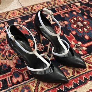 Rare Kate Spade Saturday Leather Black and White Women's Heels 7.5 4 inch heel